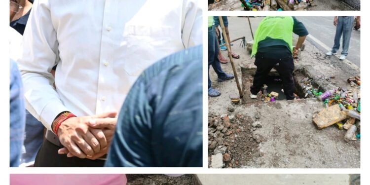 जिला प्रशासन की त्वरित प्रतिक्रिया टीमों ने बारिश में राहत दी जनता को, कचरे से जाम चैंबर की गहन सफाई कर खोली निकासी की राह।